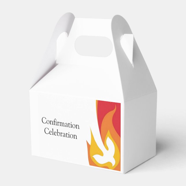 Rotgelbes Feuer- und Taubenbestätigung bestellbar Geschenkschachtel (Vorderseite)