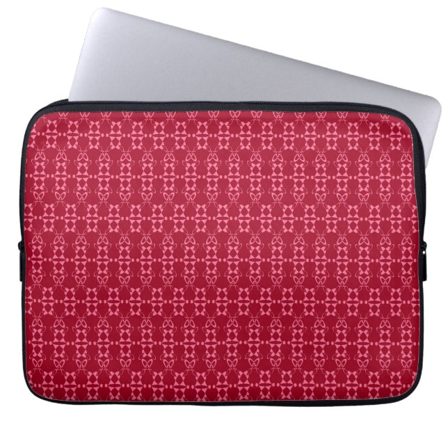Rotgeometrische Ornamenmuster-Retro Laptopschutzhülle (Vorderseite)