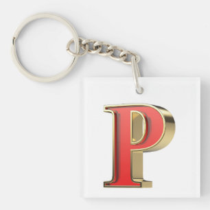 Rotglasbuchstabe P Schlüsselanhänger