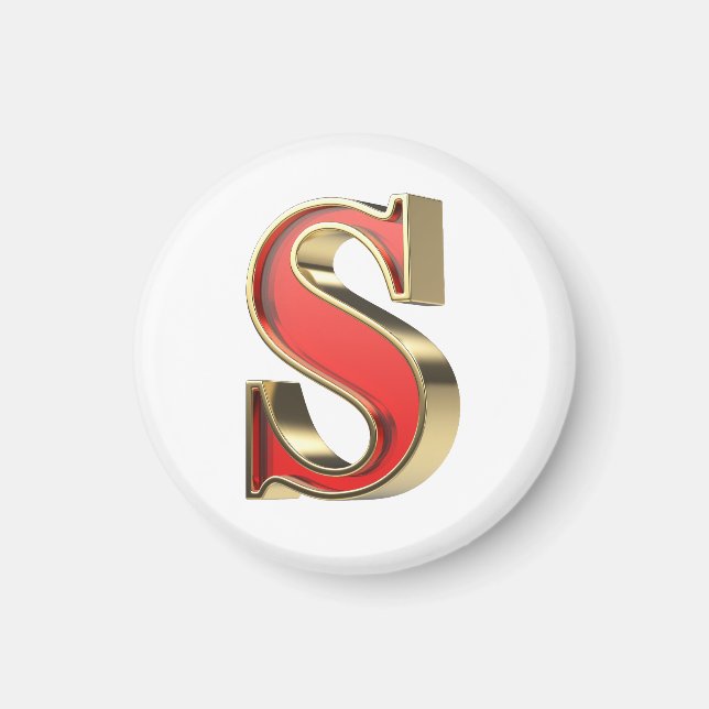 Rotglasbuchstabe S Magnet (Vorne)
