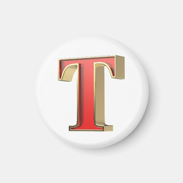 Rotglasbuchstabe T Magnet (Vorne)