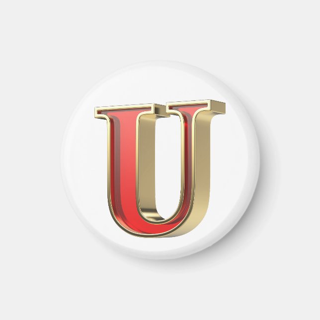 Rotglasbuchstabe U Magnet (Vorne)