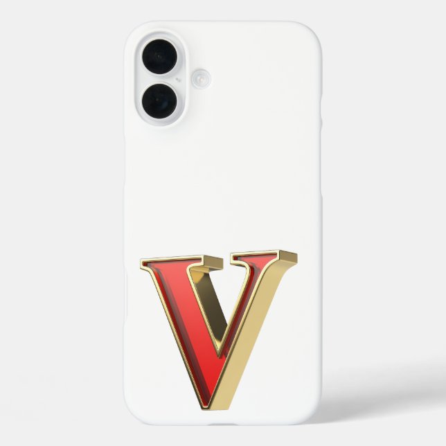 Rotglasbuchstabe V iPhone 16 Plus Hülle (Rückseite)