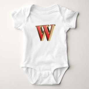 Rotglasbuchstabe W Baby Strampler