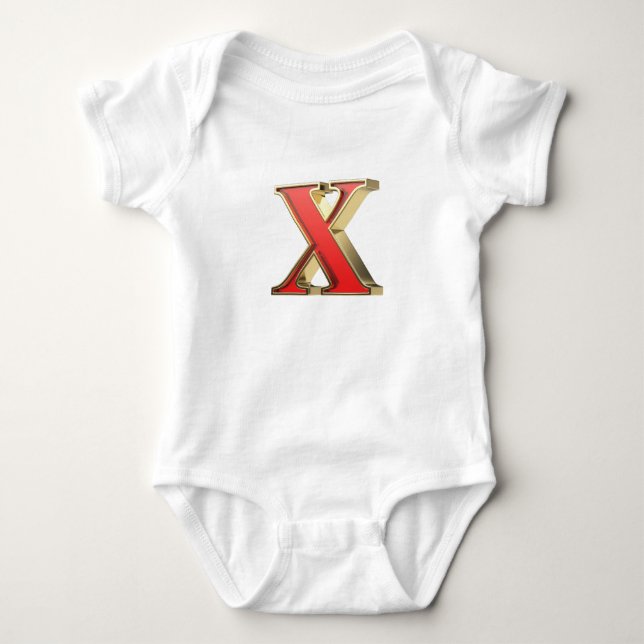 Rotglasbuchstabe X Baby Strampler (Vorderseite)