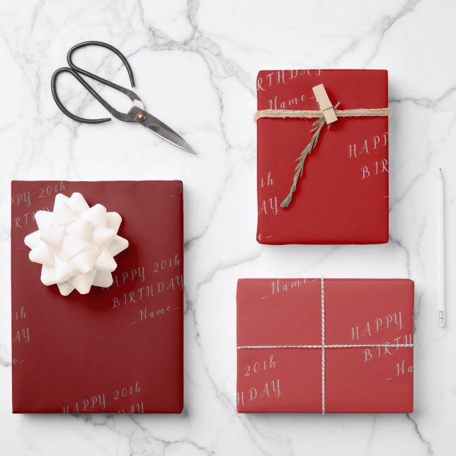 Rotglücklicher Geburtstag Geschenkpapier Set (Vorderseite)