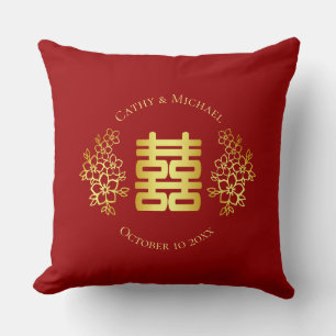 Rotgold-Blumenlogo Chinesische Hochzeitsteezeremon Kissen