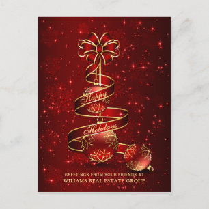 Rotgold glänzender Weihnachtsball Firmengruß Postkarte