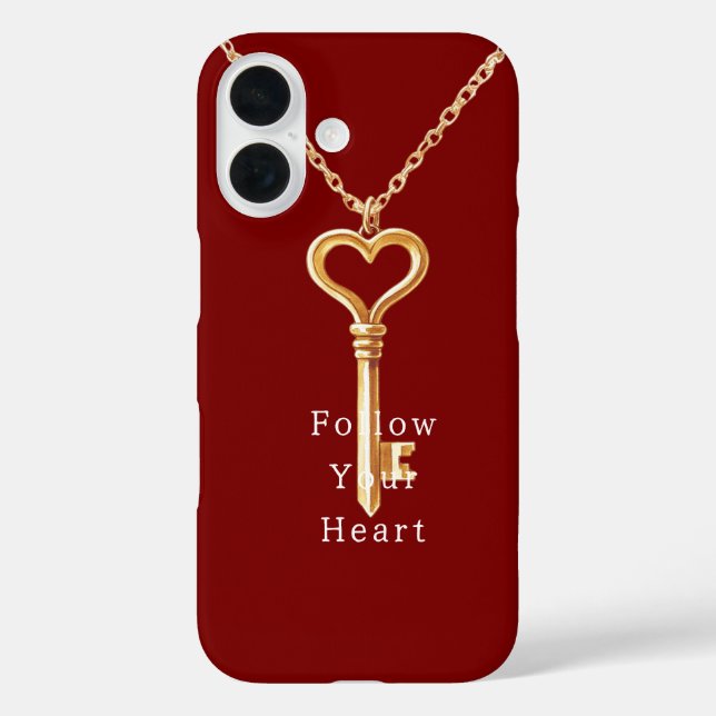 Rotgold-Herz-Kette   iPhone 16 Hülle (Rückseite)