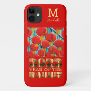 Rotgold Initial Monogram Lunar Neujahr des Hasen Case-Mate iPhone Hülle