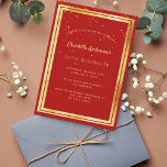 Rotgold Konfetti zum Geburtstag Einladung<br><div class="desc">Eine trendige,  moderne 50. (oder jedes Alter) Geburtstagsausweis für ihn und sie. Roter Hintergrund mit einem goldenen Rahmen aus Imitaten und goldenen Konfetti-Sprinkle,  goldfarbene Buchstaben. Personalisieren Sie Ihre Party-Informationen und fügen Sie sie hinzu. Zurück: roter Hintergrund mit Konfetti sprinkle.</div>