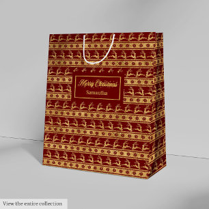 Rotgold-Rentier-Luxus-Weihnachtsgeschenktasche Mittlere Geschenktüte