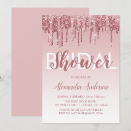 Rotgold | Rosa Sparkle Glitzer Brautparty Einladung