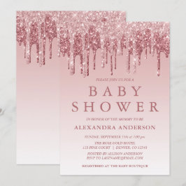 Rotgold | Rosa Sparkle Glitzer Kinderdusche Einladung