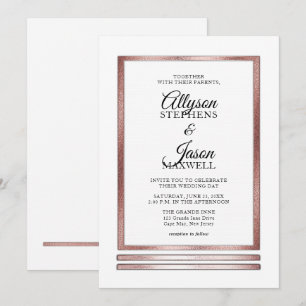 Rotgold   White Modern Simple Elegante Wedding Einladung