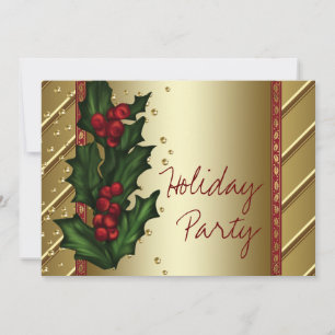 Rotgoldene Firmenweihnachtsfeier mit Stechpalme Einladung