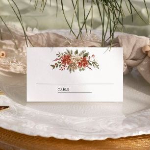 Rotgoldene Weihnachtsblumen-Hochzeit Platzkarte