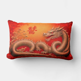 Rotgoldener chinesischer Drache Dekoratives Wurfki Lendenkissen
