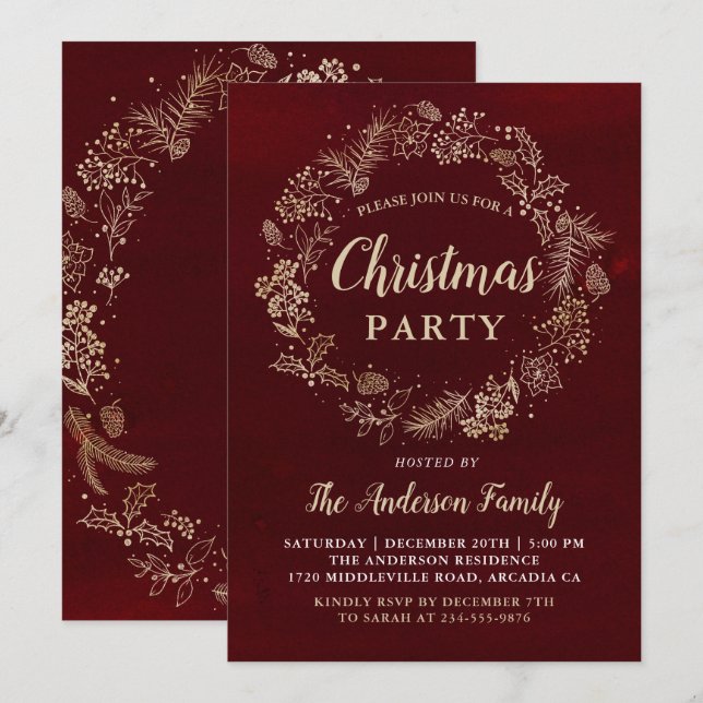 Rotgoldkäfer Weihnachtsweihnachtsfest Party Einladung (Vorne/Hinten)