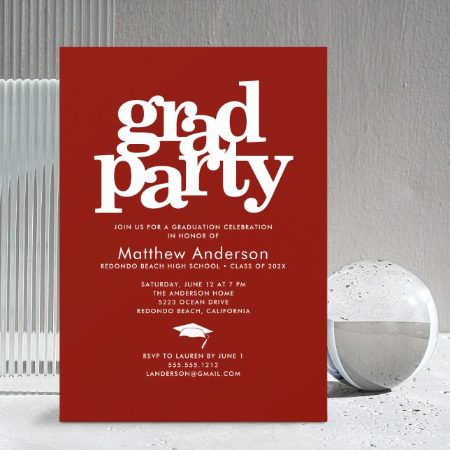 Rotgrad Party Moderne fette Typografie Einladung (Von Creator hochgeladen)