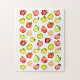 Rotgrüne Apfelillustrierung Aquarellfarben Herbst