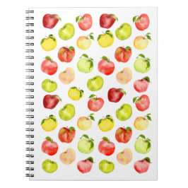 Rotgrüne Apfelillustrierung Aquarellfarben Herbst Notizblock
