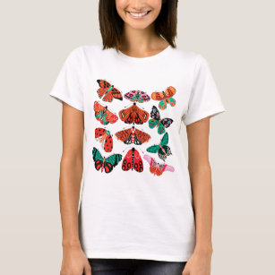 Rotgrüne Motte und Schmetterling-T - Shirt