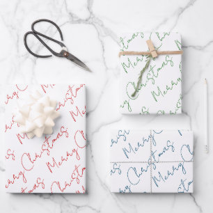 Rotgrüne Schrift Typografie Weihnachtsfeiertag Geschenkpapier Set