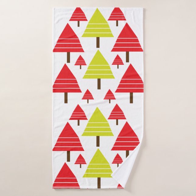 Rotgrüner Weihnachtsbaum Modernes Niedliches Muste Badehandtuch (Badehandtuch)