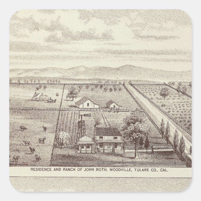 Roth, Scruggs ranches Quadratischer Aufkleber (Vorderseite)