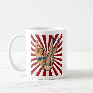 Rothaarige Button-up Girl Retro Sunset Kaffeetasse