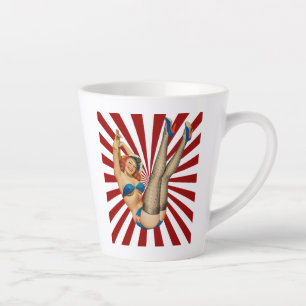Rothaarige Button-up Girl Retro Sunset Milchtasse