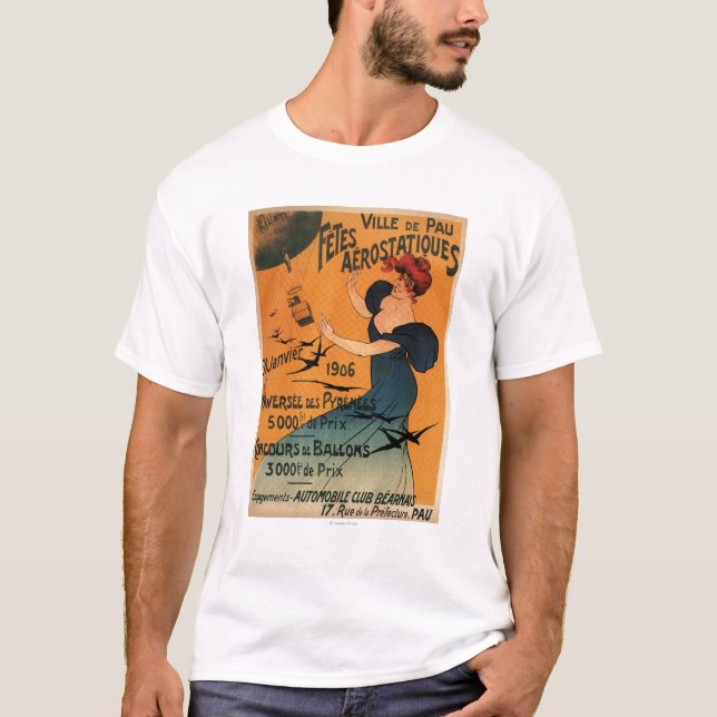 Rothaarige Frau erwartet Ballon-Vogel-Plakat T-Shirt (Vorderseite)