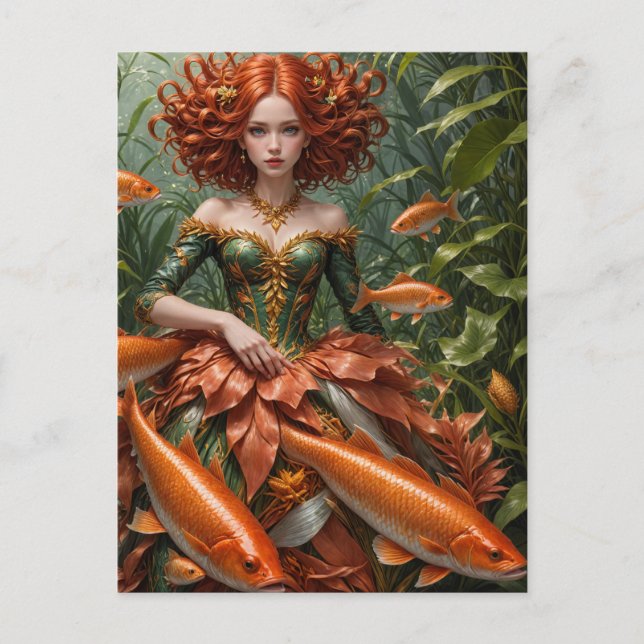 Rothaarige Frau in Seaweed Fashions Postkarte (Vorderseite)