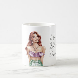 Rothaarige Frau Purpur Grün Kaffeetasse