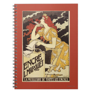 Rothaarige Frau u. Harfe L. Marquet Ink Notizblock