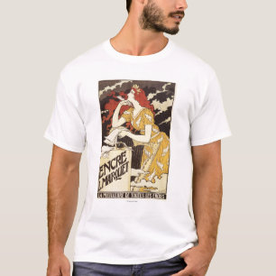 Rothaarige Frau u. Harfe L. Marquet Ink T-Shirt