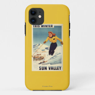 Rothaarige Frauen-lächelndes und Ski fahrendes Case-Mate iPhone Hülle