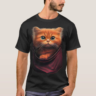 Rothaarige Katze sitzt in der Tasche T-Shirt