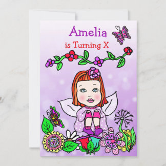 Rothaarige Kaukasier Fairy Birthday Einladung