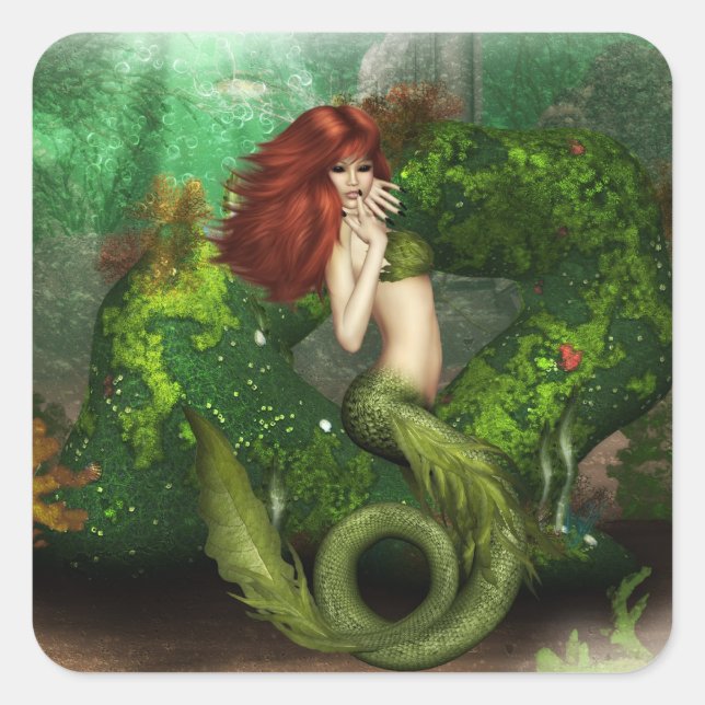 Rothaarige Mermaid Stickers (Vorderseite)