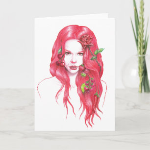Rothaarige Portrait Surreal Fantasy Art Karte
