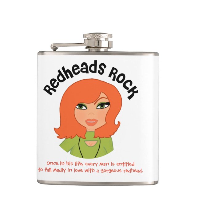 Rothaarige rocken Vinyl umwickelte Flasche Flachmann (Vorderseite)