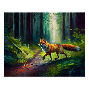 Rothaarige Schönheit auf der Jagd, Waldbewohner Poster