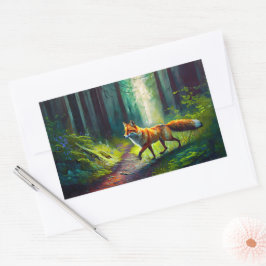 Rothaarige Schönheit auf der Jagd, Waldbewohner Rechteckiger Aufkleber