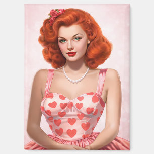 Rothaariger Magnet im Vintage-Stil zum Valentinsta