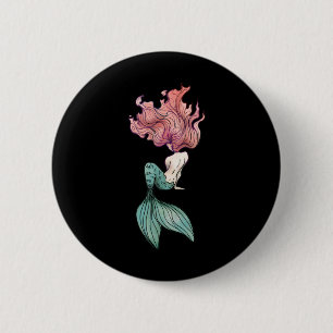 Rothaariger Meerjungfrau-Aufkleber Button