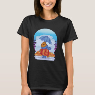 Rothahn Blauer Schal Blauer Schirm Herbst T-Shirt