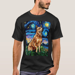 Rothauben-Starry-Night-Rinderhund-Bunte-Kunst von T-Shirt