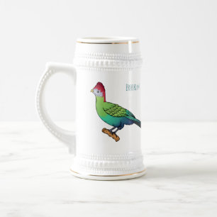 Rothaubenturako-Vogel Cartoon-Illustration Bierglas